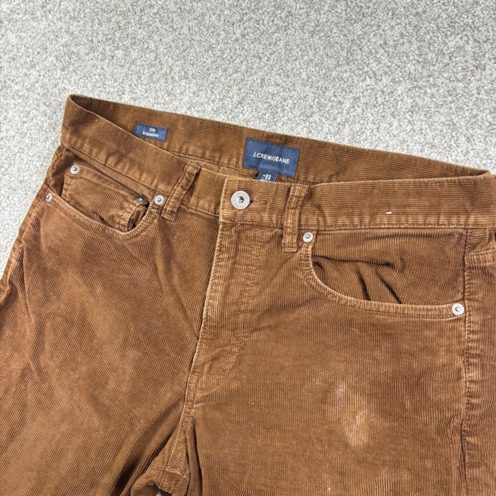 J.Crew 770 Straight Corduroy Pants Mens 32x34 Brown Stretch 5-Pocket